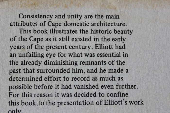 HANS FRANSEN. Architectural Beauty of the old Cape as seen by Arthur Elliott.    (W)