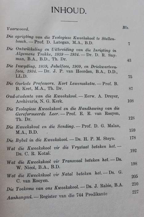 GEDENKBOEK VAN DIE TEOL. SEMINARIE (N.G.Kerk) Stellenbosch. Driekwart Eeufees 1859-1934.    (P)