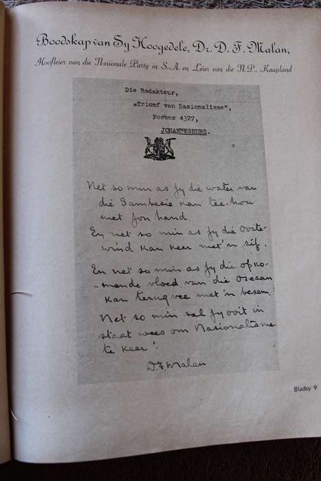 DIE TRIOMF VAN NASIONALISME IN SUID-AFRIKA (1910 - 1953)  Redakteur D. P. Goosen