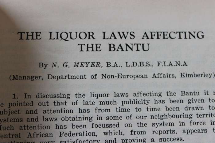 DRANKVERSKAFFING EN DIE BANTOE. Simposium. Agste Jaarvergadering van SABRA 1957.  (P)