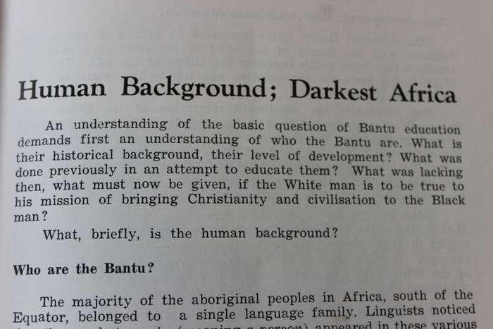 BANTU EDUCATION. Oppression or Opportunity? Issued by SABRA Stellenbosch 1955.   (P)