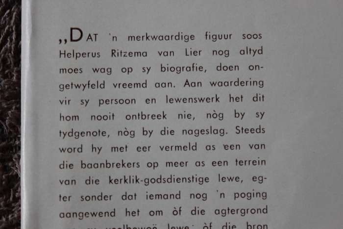 HELPERUS RITZEMA VAN LIER  deur Dr. T. N. Hanekom