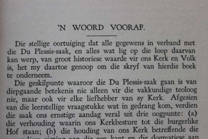 ONS KERK EN PROF. DU PLESSIS deur Senator F.S. Malan.   (P)
