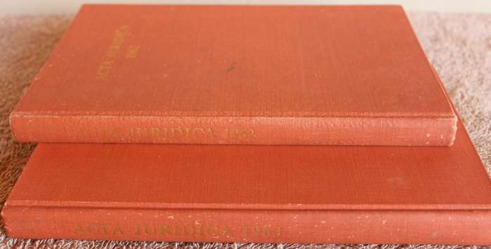 ACTA JURIDICA 1962 and 1963. (Law Journal of UCT Law Faculty)   (W)