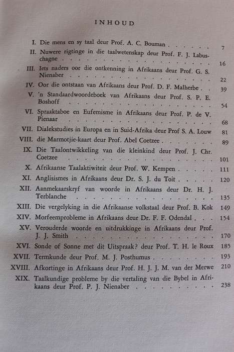 TAALKUNDIGE OPSTELLE versamel deur P.J. Nienaber. (Ontstaan van Afrikaans, standaardwoordeboek)  (W)