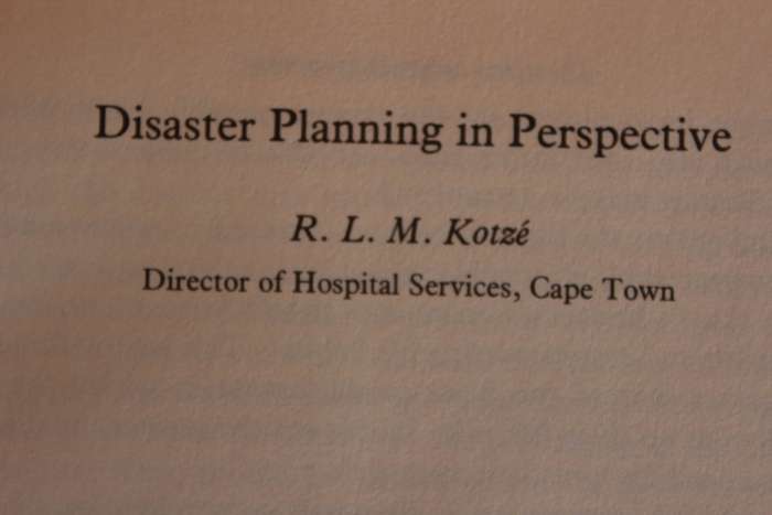 DISASTER MEDICINE. Edited by Dr. A.G. MacMahon and Dr. M. Jooste.    (W)