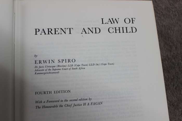 LAW OF PARENT AND CHILD. Erwin Spiro. Fourth Edition.   (W)