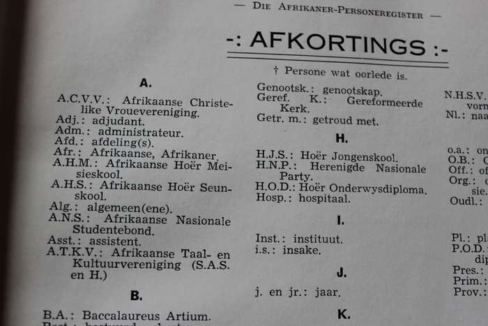 DIE AFRIKANER-PERSONEREGISTER 1942.    (P)