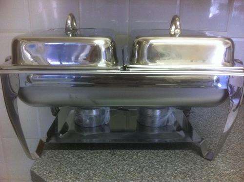 ***** TWO Burners TWO LID Chafing Dish With Two Inner Tray Stunning Stainless Steel*****