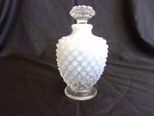 Vintage opalescent hobnail perfume bottle with stopper