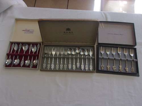 3 Boxed sets of Dutch plated cutlery for 1 bid