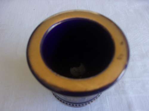 Vintage Spyropoulos cobalt blue ashtray & vase with 24K gold trim