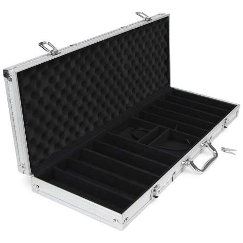500-count Monte Carlo Poker Chips with Aluminum Case, 14 Gram, 3-Tone Chips | Includes 2 Decks of Ca