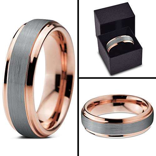 Charming Jewelers Tungsten Wedding Band Ring 6mm Men Women Comfort Fit 18k Yellow Rose Gold Black Gr