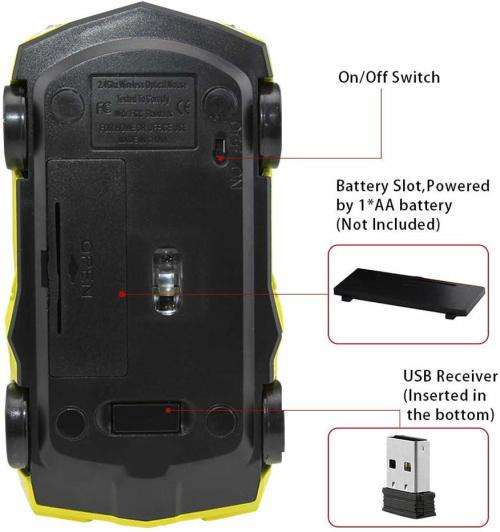 FIRSTMEMORY Wireless Car Mouse 2.4G Cool Sport Car Shaped Mouse Wireless Optical Mouse Cordless Comp