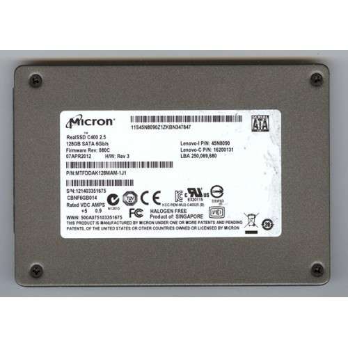 Micron 128gb 2.5" SATA 3Gb/s Real SSD  (Solid State Drive)