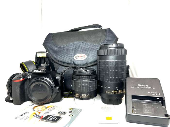 Nikon D3500 DSLR Camera With   Nikon 18-55mm AF DX VR Lens  Nikon 70-300mm AF-P DX Lens