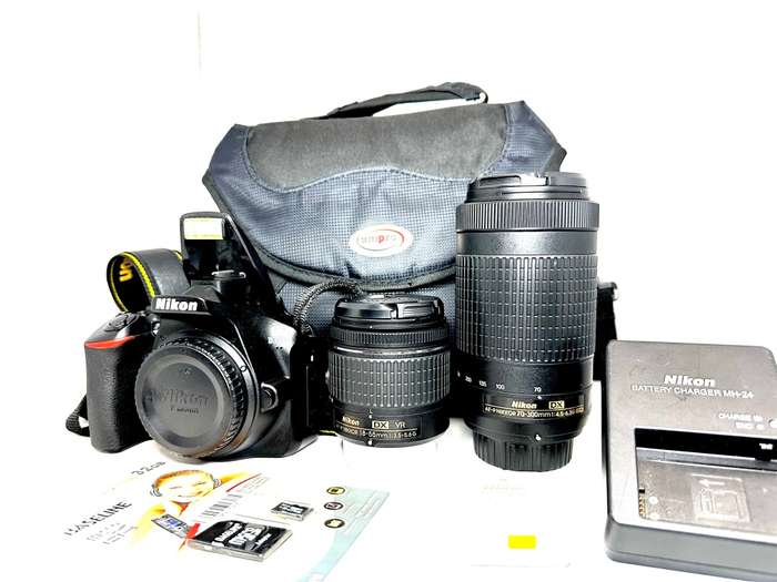 Nikon D3500 DSLR Camera With   Nikon 18-55mm AF DX VR Lens  Nikon 70-300mm AF-P DX Lens