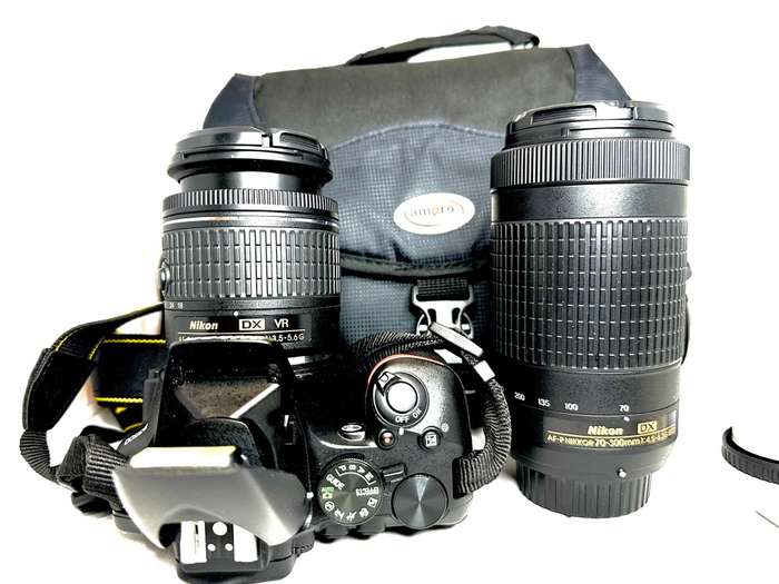 Nikon D3500 DSLR Camera With   Nikon 18-55mm AF DX VR Lens  Nikon 70-300mm AF-P DX Lens