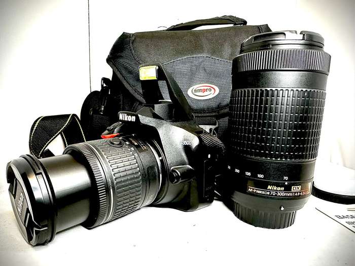 Nikon D3500 DSLR Camera With   Nikon 18-55mm AF DX VR Lens  Nikon 70-300mm AF-P DX Lens