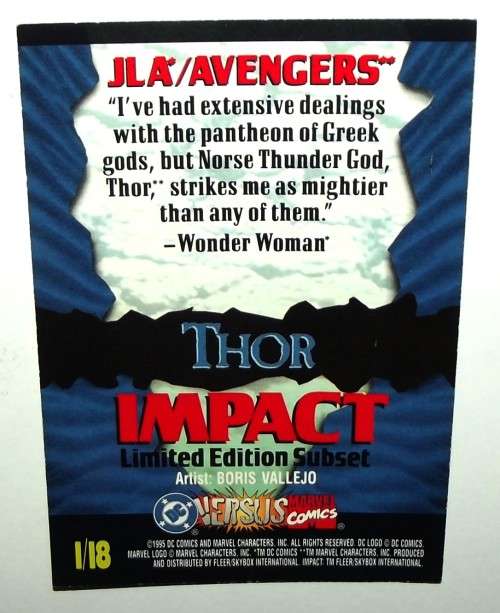 1995 Marvel Comics Versus DC Rare Thor Impact Subset Trading Card