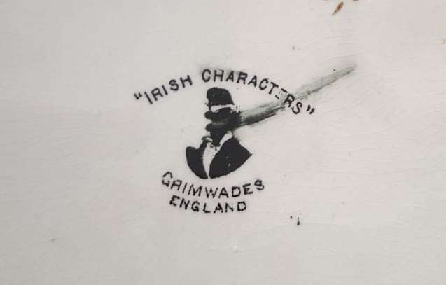 VINTAGE GRIMWADES ENGLAND IRISH  CHARACTERS SANDWHICH DISH