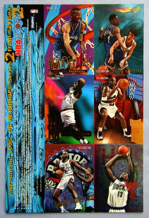 1995-96 NBA Hoops Basketball Trading Cards Uncut Promo Sheet - Scarce