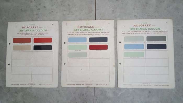 3 Car and Truck Enamel Colour Cards From 1959 and 1960