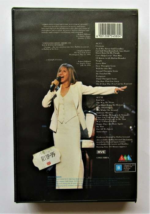 Barbra Streisand - The Concert 1994 - VHS Video Tape