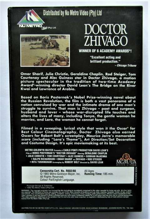 Doctor Zhivago  - VHS Tape (1992)