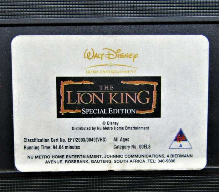 The Lion King - Special Edition - Disney VHS Tape (2003)
