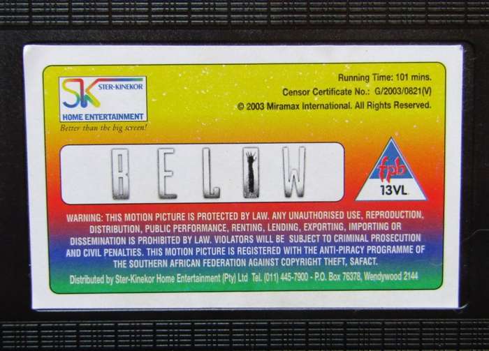 Below - Bruce Greenwood - Horror VHS Tape (2003)