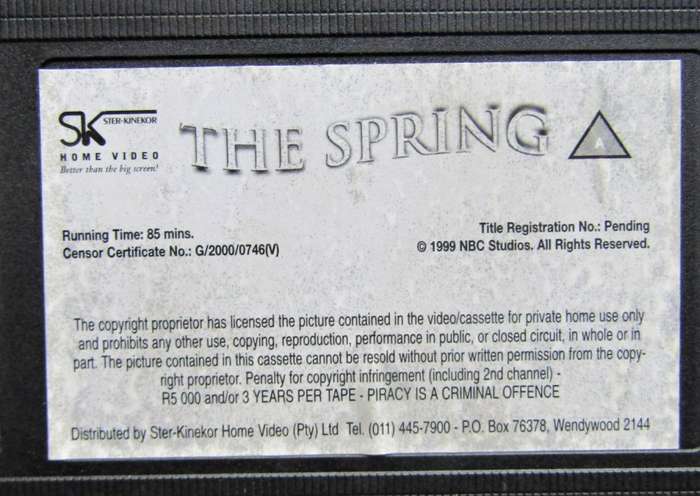 The Spring - Sci-Fi Movie VHS Tape (2000)