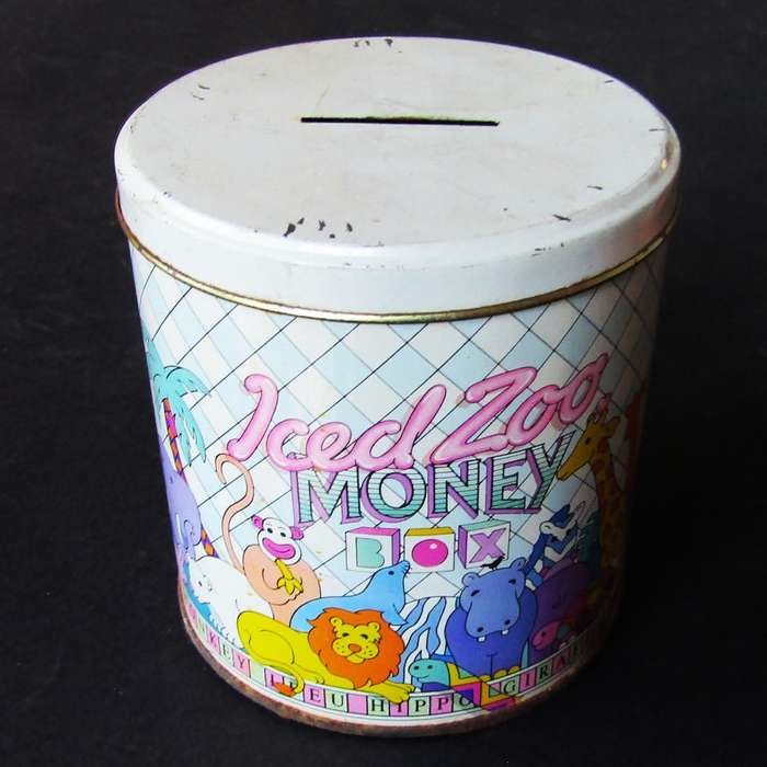 Old Iced Zoo Metal Money Box