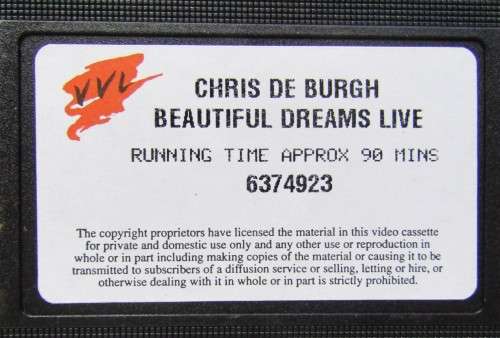 Chris de Burgh: Beautiful Dreams Live - VHS Video Tape (1995)
