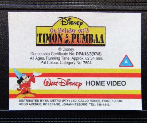 On Holiday with Timon & Pumbaa - Walt Disney VHS Tape (1997)
