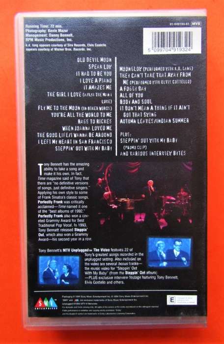 Tony Bennett - MTV Unplugged The Videos - VHS Tape (1994)