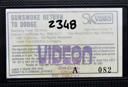 Gunsmoke: Return to Dodge - Western Movie VHS Tape (1988)