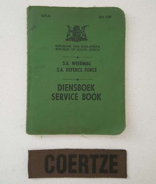 SADF Service Book and Name Badge