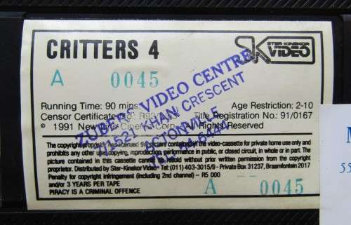 Critters 4 - Sci-Fi Horror VHS Tape (1991)