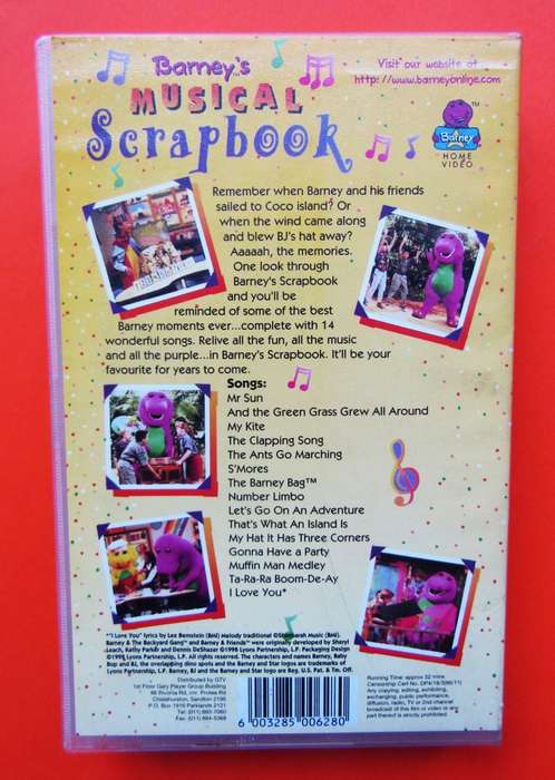 Barney`s Musical Scrapbook - Children`s VHS Video Tape (1996)