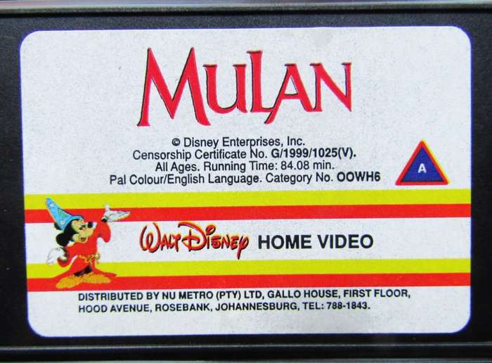Mulan - Walt Disney VHS Tape (1999)
