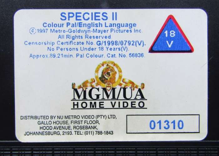Species II - Natasha Henstridge - Sci-Fi Horror VHS Tape (1998)