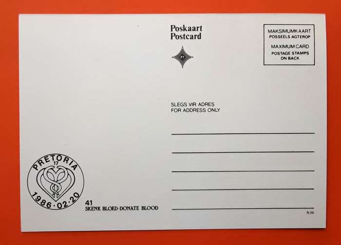 4 SA Blood Donor Postcards from 1986