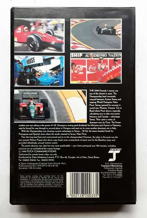 1990 Formula 1 World Championship VHS Video Tape