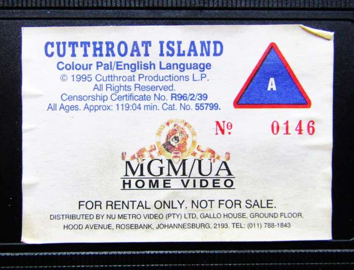 Cutthroat Island - Geena Davis - Movie VHS Tape (1996)