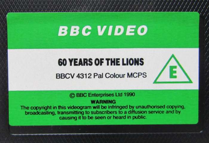60 Years of the Lions - Rugby VHS Video Tape (1990)