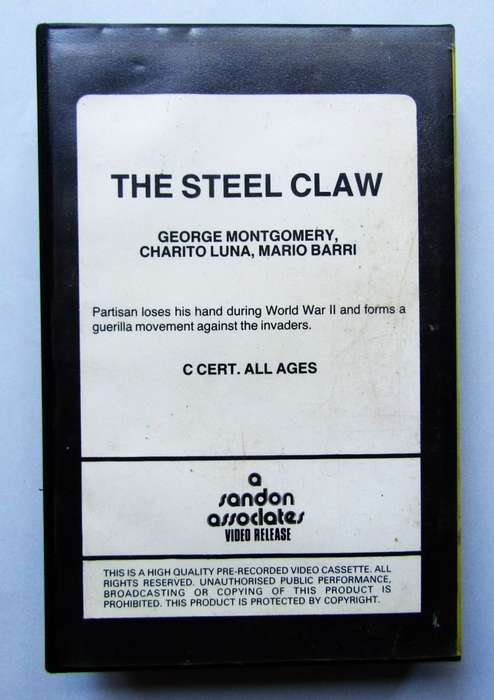 The Steel Claw - George Montgomery - Movie VHS Tape (1988)