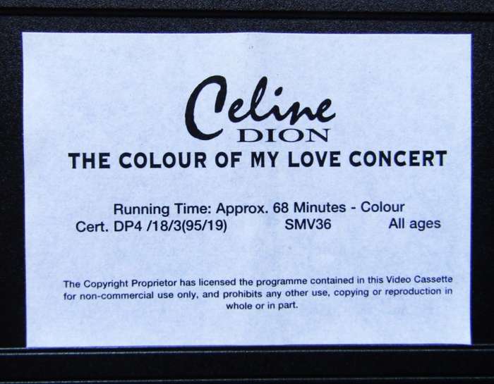 Celine Dion - Concert VHS Video Tape (1995)