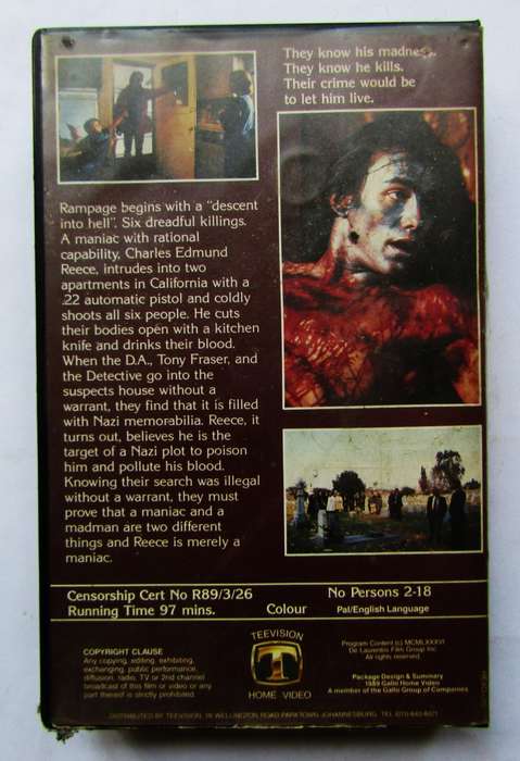 Rampage - Michael Biehn - Movie VHS Tape (1989)